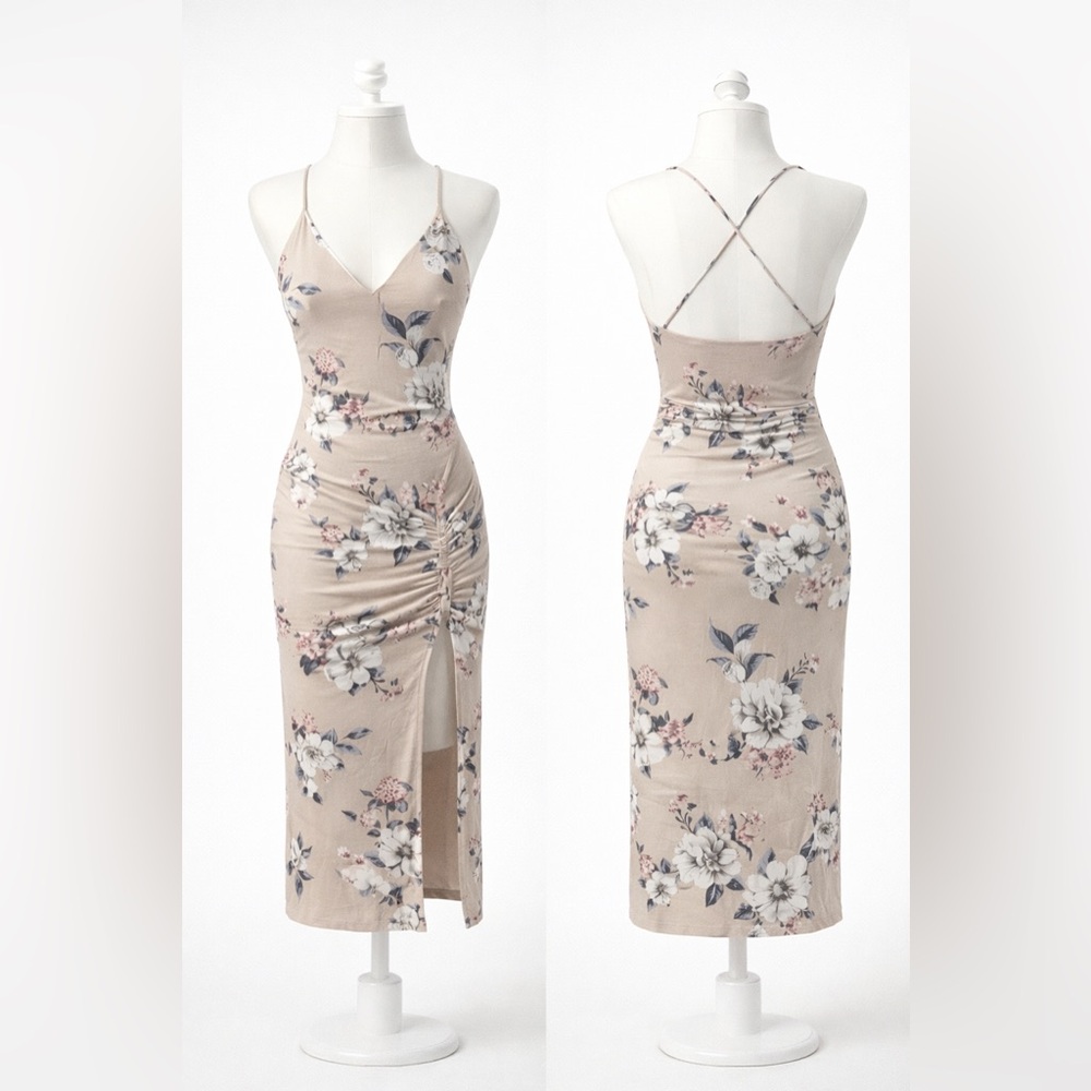 Floral Beige Maxi Dress